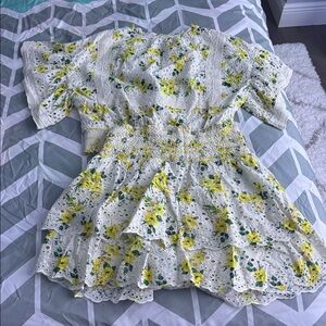 Alice + Olivia White and Yellow Floral Skirt and Top